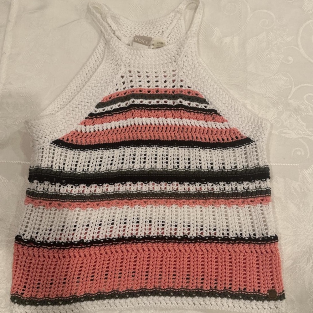 Roxy Colorful Striped Crochet Top size S/ Small